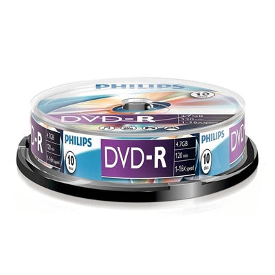 Philips DVD-R 16X 4.7GB Recordable Discs - 10 Pack Spindle Philips DVD-R 16X 4.7GB Recordable Discs - 10 Pack Spindle